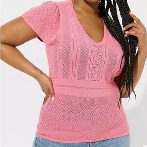 Torrid Everyday Soft Pullover Pointelle Sweater NWT Size 4X Chateau Rose Top